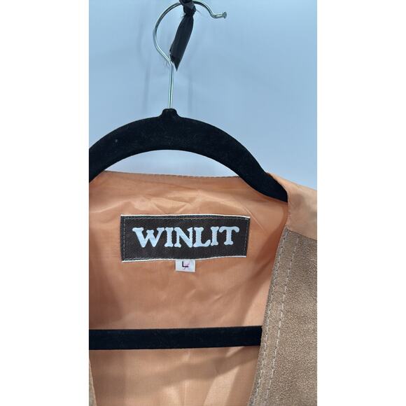 Vintage WINLIT  Suede tan Vest size S western biker festival concert bohemian - Picture 3 of 9